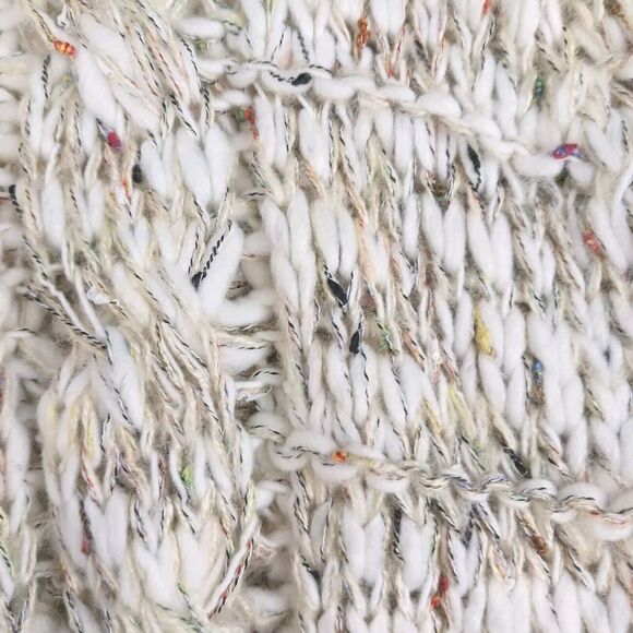 Sage & Flower Cardigan Sweater Sz L XL BEIGE Cableknit Fringes Bohemian Coastal - Picture 3 of 16